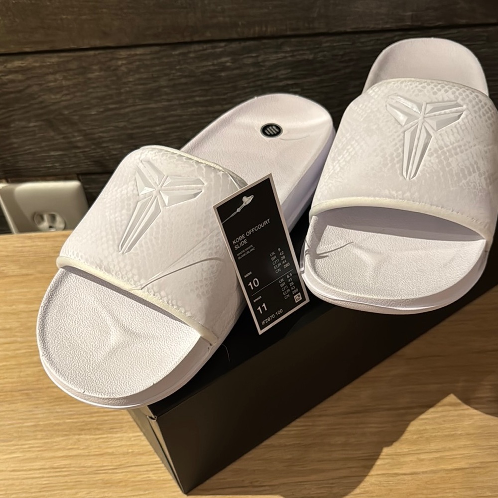 White Slide Sandals with Logo